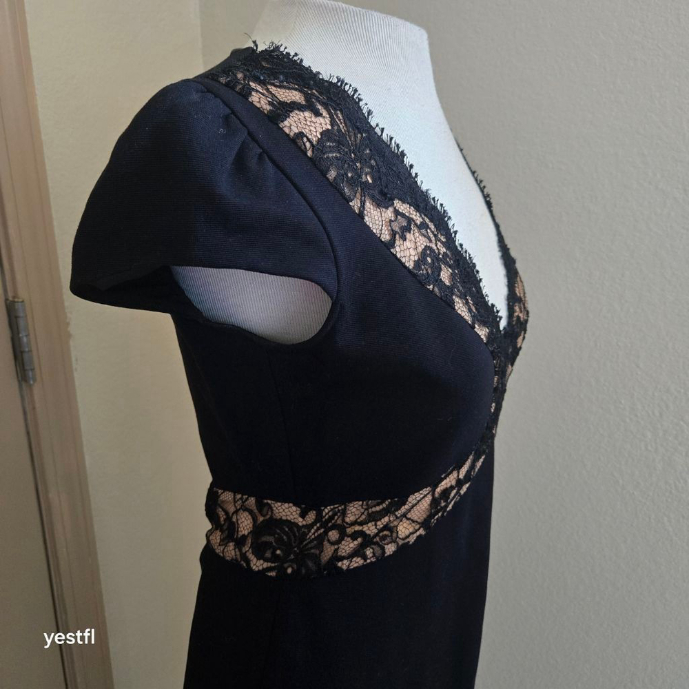 EMILIO PUCCI Black & Beige Lace Sheath Dress Size 8 LBD - Picture 4 of 13